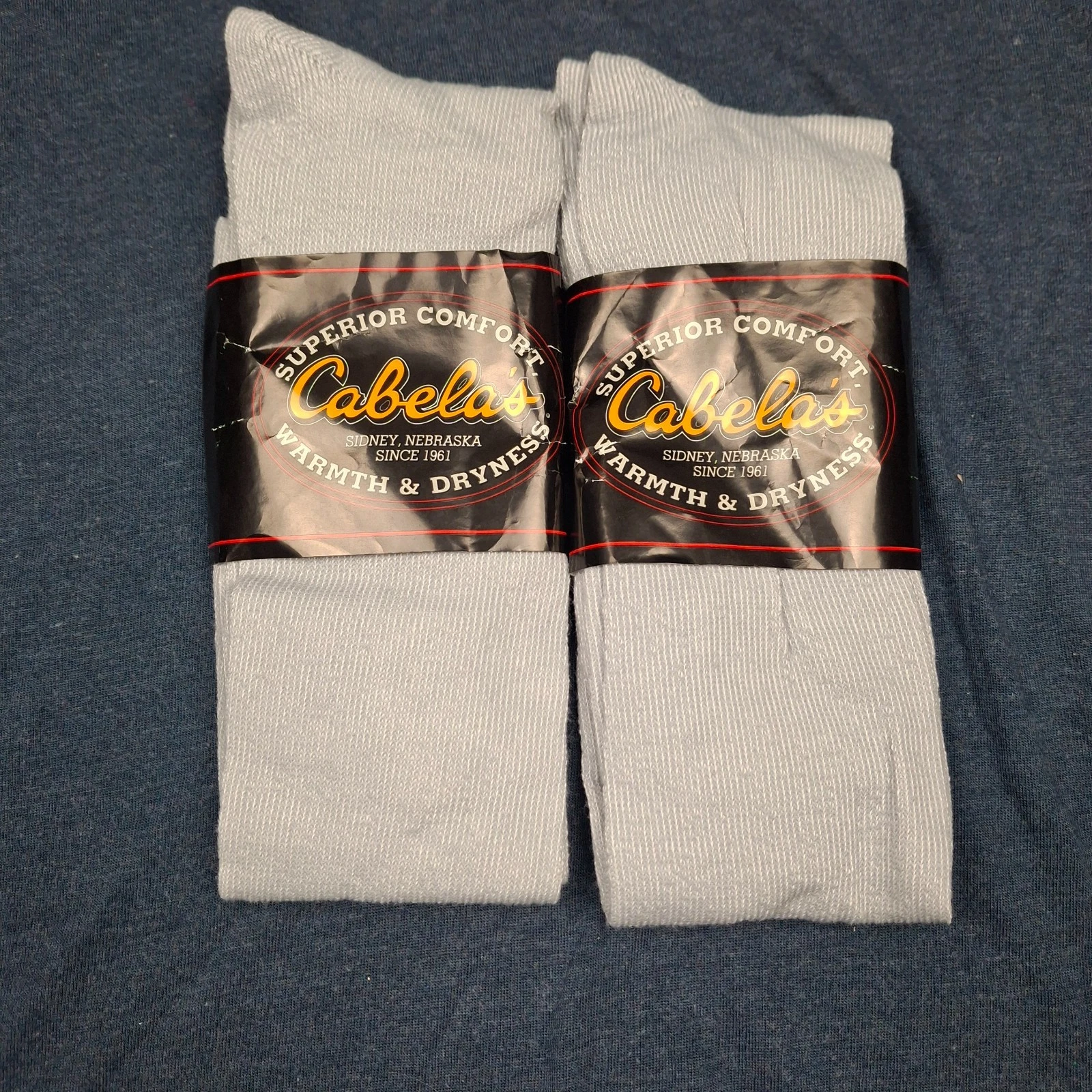 deadstock 2 pairs of made in USA Cabela's Therm-a-wick 17" sock size Medium