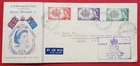 AUSTRALIA 1953 QE 2 CORONATION  FDC Air mail Flight cover to England ties 3 v...