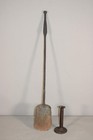 A VERY RARE LATE 17TH C NEW ENGLAND WROUGHT IRON HEARTH PEEL WITH A BALL FINIAL — photo 1