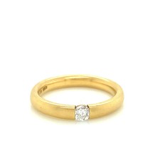 Matte Gold Solitaire Round Diamond Stacking Ring