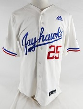2025 Kansas Jayhawks #25 Game Used White Jersey Camo Baseball 46 634