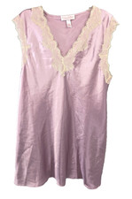 Oscar De Renta Pink Label Vintage 90s Pink Satin Lace Sleep Dress Size XL 90s
