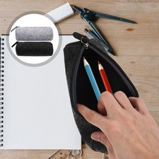 4 Pcs Large Capacity Felt Pencil Pouch Multi Use Zipper Stationery Organizer Bag