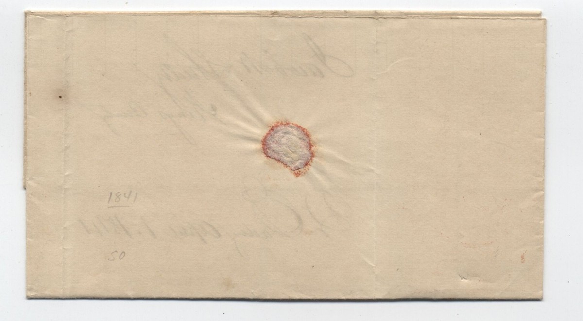 1841 Brooklyn NY red CDS paid 12 1/2 rate handstamps stampless