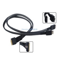 Slim Line SAS 8i SFF-8654 to 2x OCuLink 4i SFF-8611 Server High Speed Cable 50cm