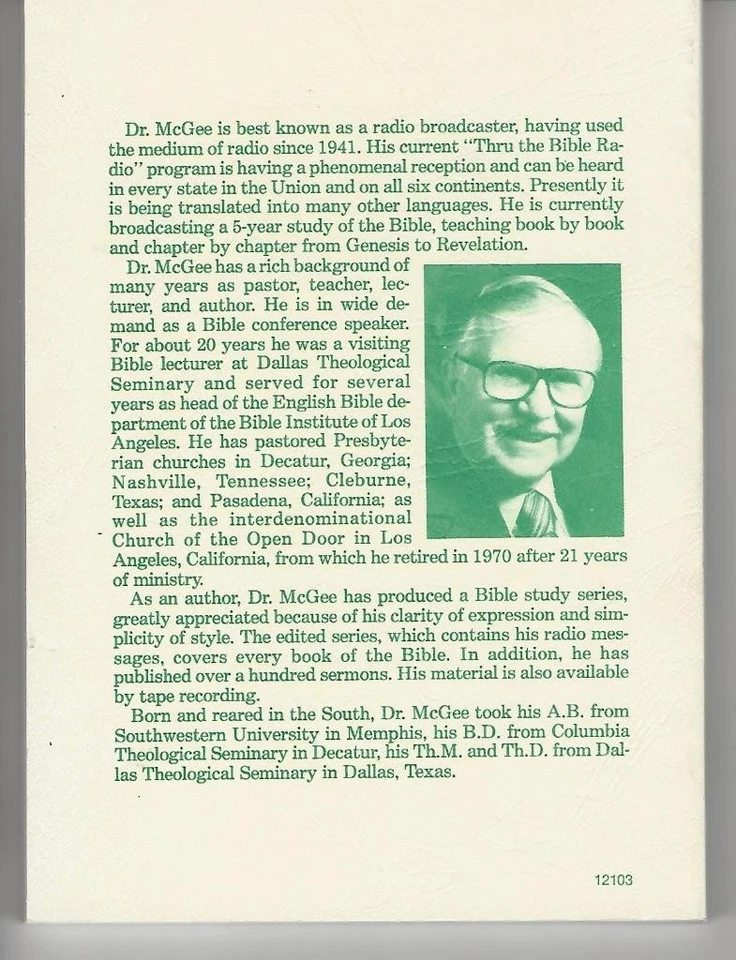 J VERNON MCGEE THRU THE BIBLE SERIES GENESIS VOLUME 3 REVISED PRINTING - Image 2 of 4