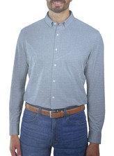 Kirkland Signature Men's M Knit Dress Shirt Modern Fit Gray Checkered F1041