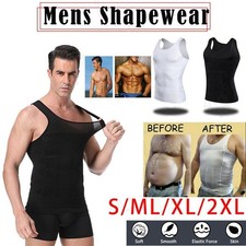 Mens Slimming Body Shaper Belly Chest Compression Vest Girdle T-Shirt Tank Top
