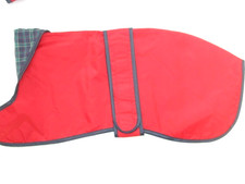 MAC 17" 43cm WHIPPET COAT RED NYLON WATERPROOF OUTER NAVY CHECK COTTON LINING
