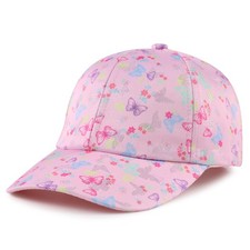 Girls Baseball Cap Kids Cute Sun Hat Adjustable 4-8 Years, Colorful Butterfly