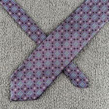 Robert Talbott Tie Mens Purple Geometric Carmel Silk Hand Sewn Made In USA