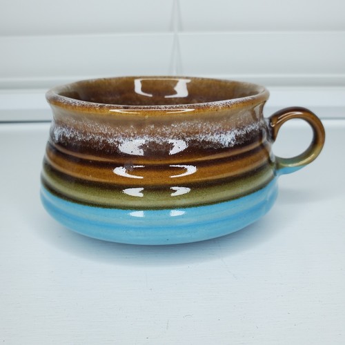 Tazas de café grandes artesanales de sopa de cerámica azul verde marrón - Imagen 2 de 7