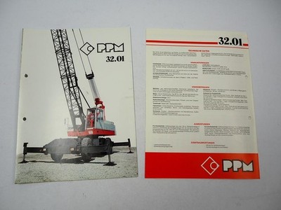2x Prospekt Poclain PPM 32.01 Mobilkran mit Gitterausleger Techn. Daten 1978