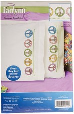 Stamped Cross Stitch Pillowcase Pair 20"X30", Peace Sign