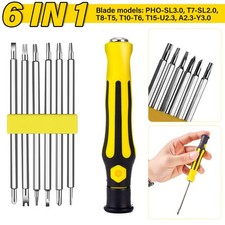 6PCS Steel Screwdriver Set Flat Torx Cross Slotted Computer Laptop Repair Kit