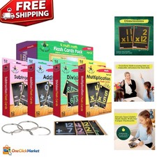 Set of 208 Math Flash Cards - Addition, Subtraction, Multiplication Division