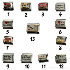 DAUGHTER GRANDAUGHTER FAMILY FITS ALL DESIGN  9mm ITALIAN CHARM BRACELET LINK