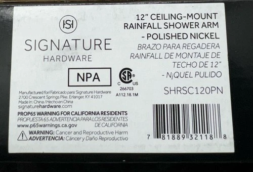 Signature Hardware SHRSC120PN FundamentALL 12" Ceiling-Mount Shower Arm +Flange - Picture 4 of 4