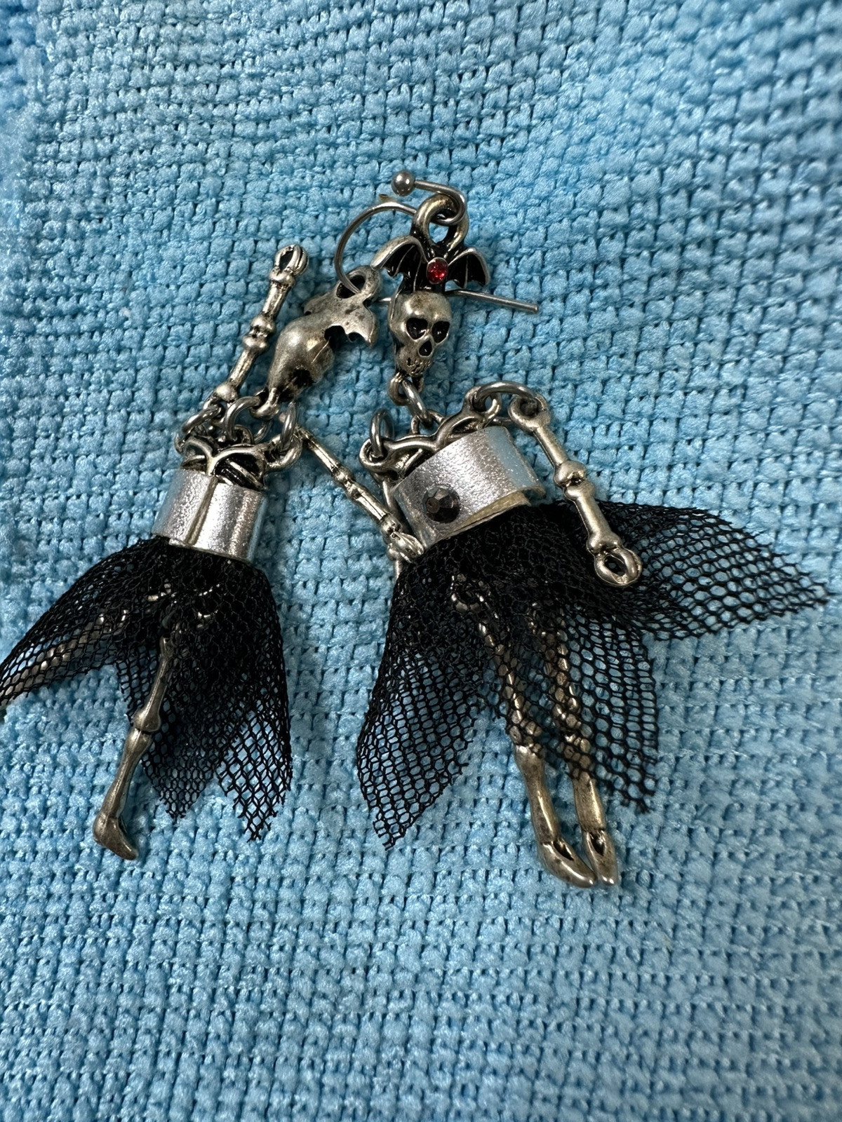 Skeleton Dangle Earring Moving Limbs Pierced Ears… - image 4