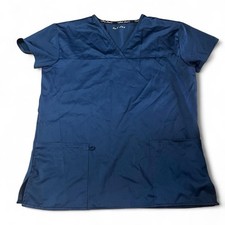 Navy Blue Scrub Top Women s Medical Nursing Uniform Workwear Pocketed