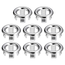 8Pcs 25mm Sink Trim Overflow Cover Ring Hole Insert in Round Caps Silver