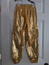 Girls Gold Metallic Jogger Pants Size 150 Sol...