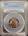 PCGS 1958 MS66 RD Lincoln Wheat Cent