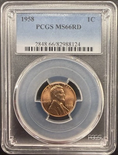PCGS 1958 MS66 RD Lincoln Wheat Cent