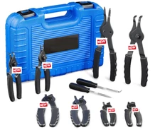 10pc Snap Ring Pliers Set, Internal & External Circlip Pliers With Bent