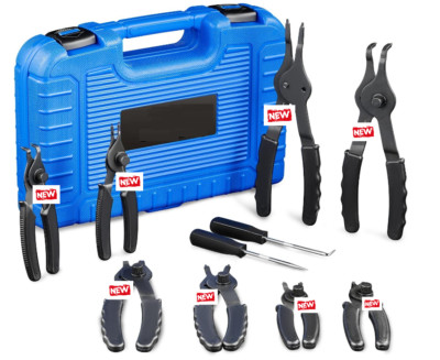 10pc Snap Ring Pliers Set, Internal & External Circlip Pliers With Bent