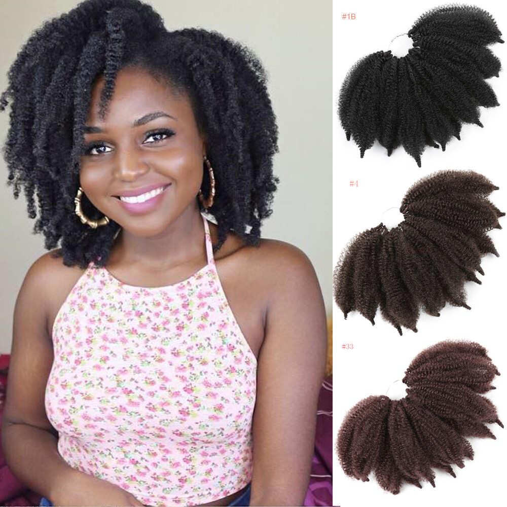 Buy Afro Kinkys Curly Hair Extensions Long Afro Kinky Marley Twist Braiding  Hair For Women And Girl 4 Bundles (18 inch, 1B#) Online at Lowest Price  Ever in India | Check Reviews