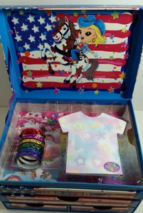 Lisa-Frank-Stationery-American-Cowgirl-Flag-Stars-Stripes-Sticker-Envelope-Stamp