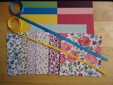 Stampin Up PAINTED BLOOMS 6 X 6" Designer Paper Card Kit Ribbon RARE