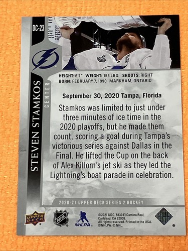 Steven Stamkos SSP 2020-21 Upper Deck S2 #DC-23 DAY WITH THE CUP - TB Lightning - Bild 2 von 3