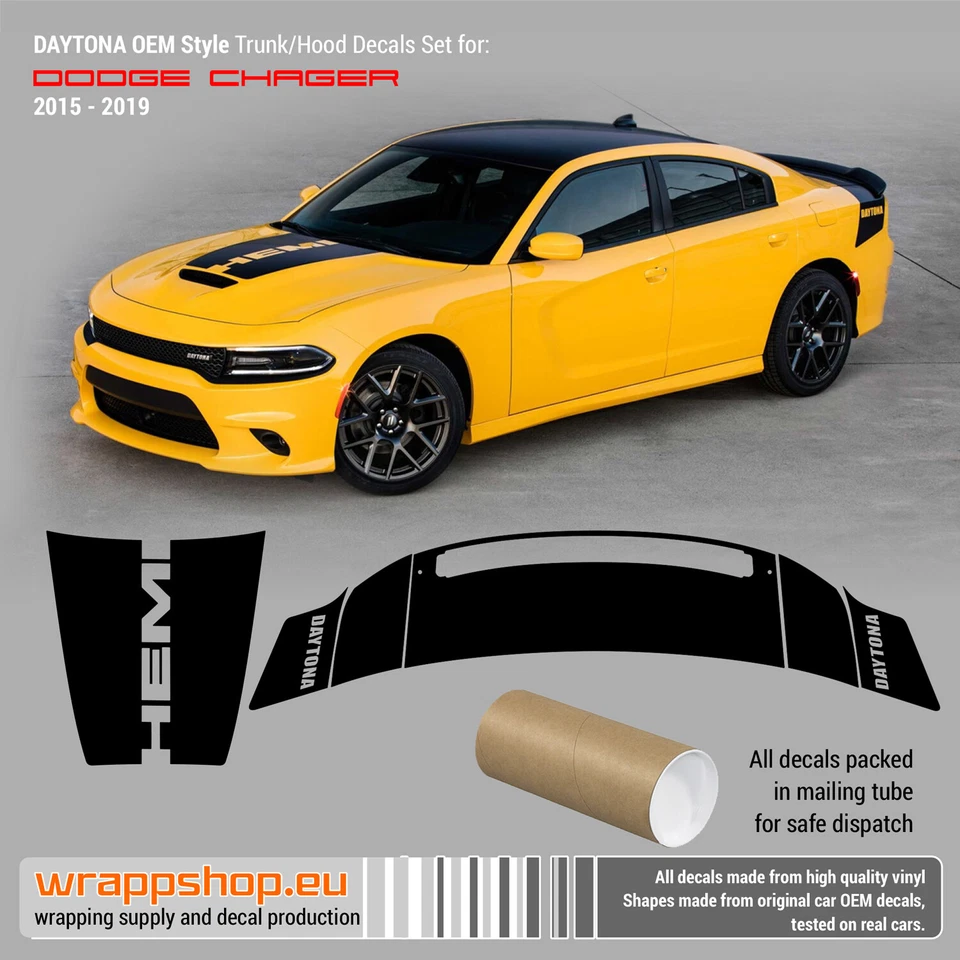 Rayas de maletero/capó estilo Daytona para Dodge Charger 2015-2019  Foto 3 de 4