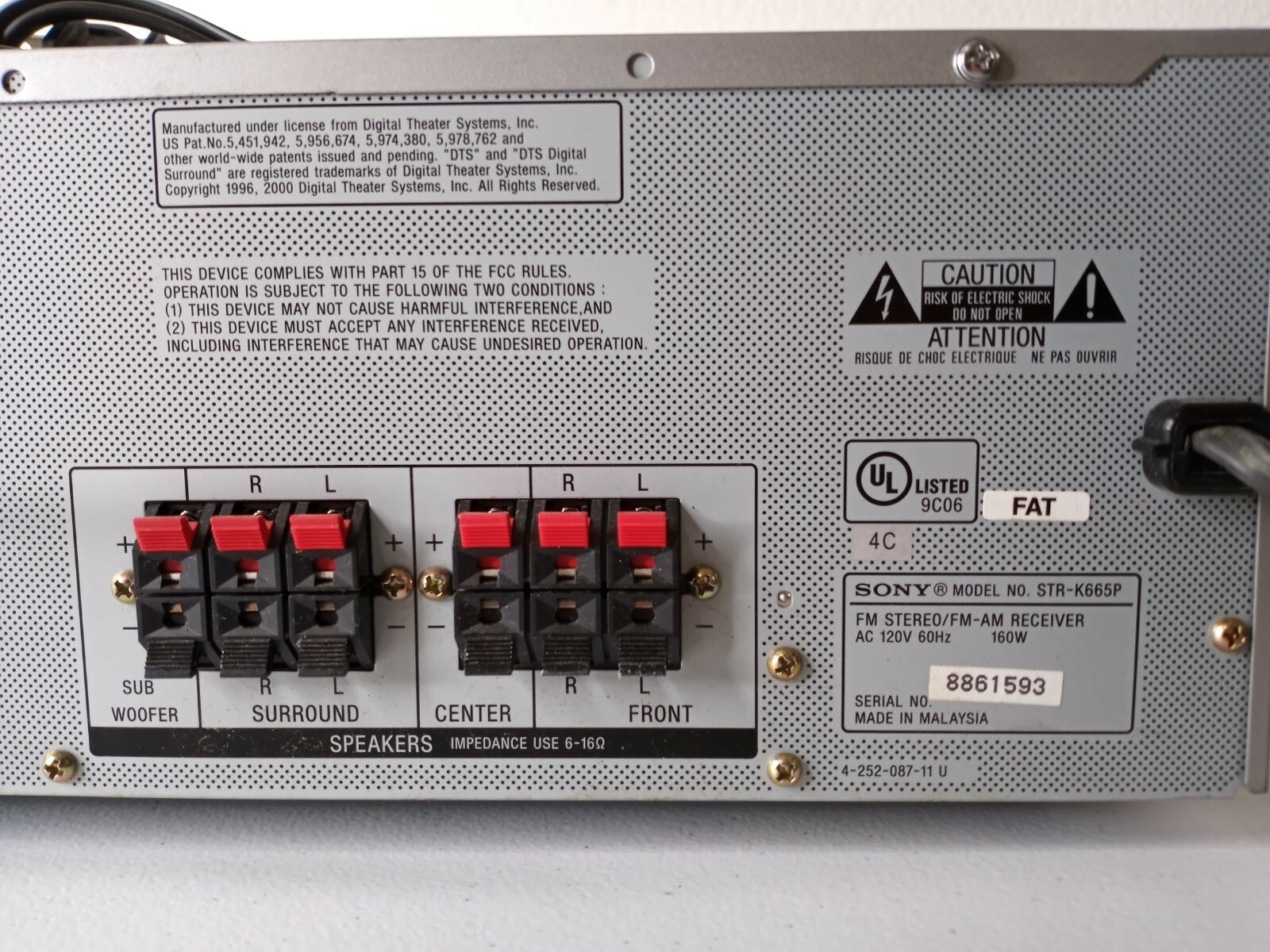 Sony Digital Audio Control Center FM Stereo AM FM Receiver STRK665P