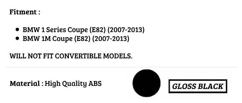 BMW 1 Series Coupe 1M E82 Rear Gloss Black Boot Lip Spoiler Wing 2007-2013 — 第 3/4 张图片