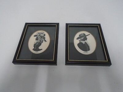 2 x John Morland Silhouette Drucke gerahmt Glastonbury Drucke