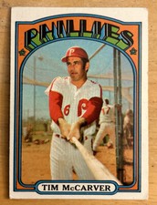 1972 Topps Tim McCarver Baseball Card #139 Phillies HOF Catcher Low Grade