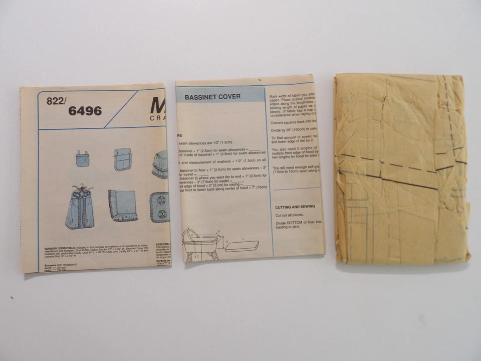 McCalls 6496 Sewing Pattern Babies Room Essentials Nursery Linens Quilt - Image 2 of 3