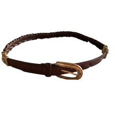 Brighton Belt Women  s M 30 Braided Leather Brown Metal Hardware