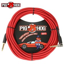 Pig Hog PCH20CAR 1/4" Straight-Right Angle 20FT Instrument Cable Candy Apple Red