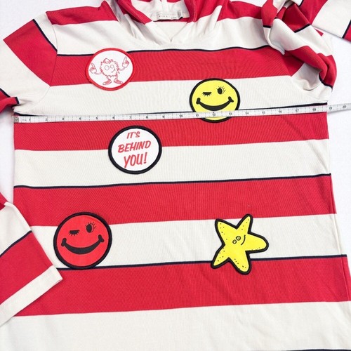 Stella McCartney Kids Striped Smiley Patch Hoodie Shirt Size 12 - Picture 5 of 12