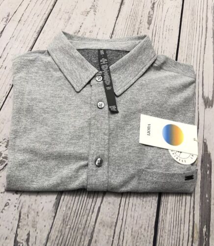 VUORI Men’s Short-Sleeve Ace Light Gray V183 Men's Button Down Shirt Size L T G