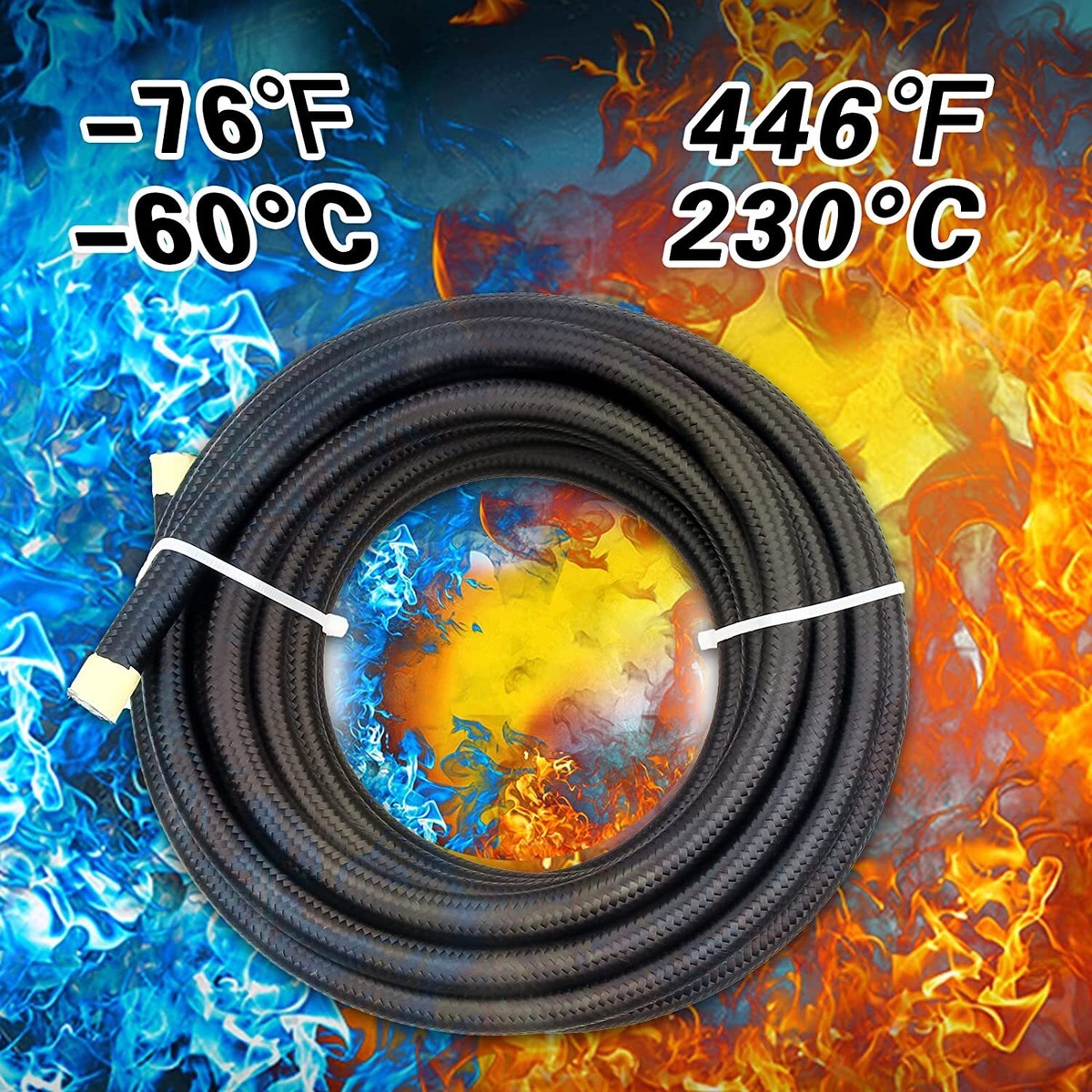 Brandstofleiding Kit, 6AN Brandstofleiding Fitting Kit 20ft Slang 10 Stks Fitting Aluminium Zwart Geanodiseerd 500 Psi Universeel voor Auto Schip