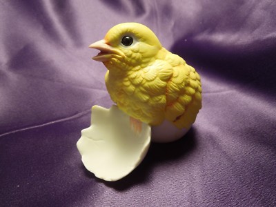 Canary by Andrea Chick Hatching from Egg Porcelain Figurine Andrea by Sadek 1990