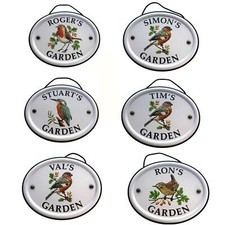 Garden Sign Personalised Gift Bird Embossed Metal Hanging Decor Shed Men R-Z