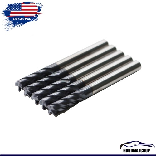 Neu 5 Stck. 3/16" 4 Flöte 2" Gesamtlänge normal Hartmetall Schaftfräser - TiALN BESCHICHTET