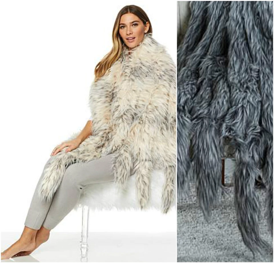 Adrienne manta envolvente ARCTIC FOX lector de piel sintética envoltura colas mfs $175 Foto 3 de 4