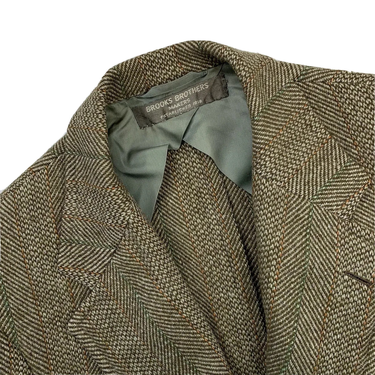 VTG 60's 40 R Brooks Brothers Light Brown Herringbone Tweed 3/2 Roll Blazer